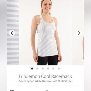 🎁FREE w bundle Lululemon Silver spoon White Striped Cool Racerback Tank 4/6 S